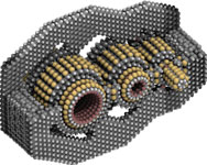 Computational model 
of a design for an 
atomically precise parallel 
shaft speed reducer gear. 
<i>Photo: Mark Sims</i>